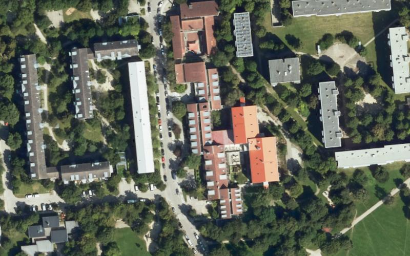 Luftbild der Umgebung von AWO-Dorf Hasenbergl